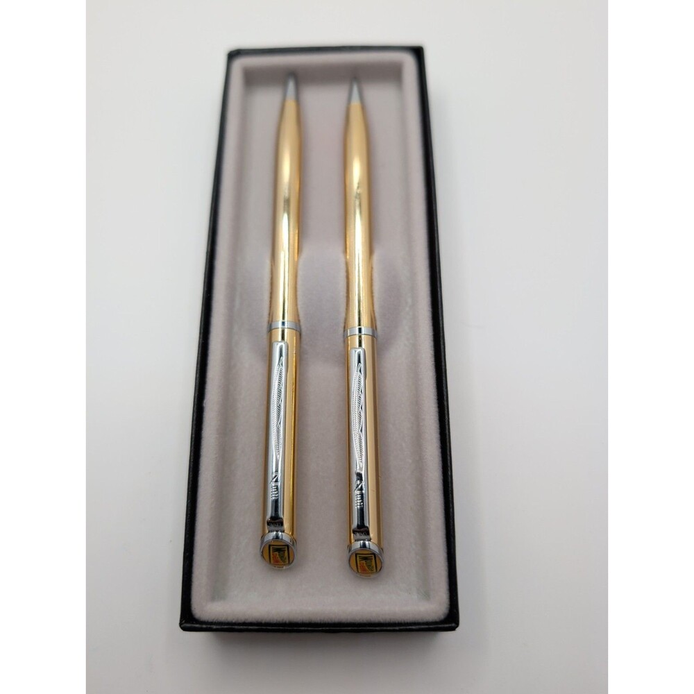 Vintage Quill Gold Ballpoint Pen & Mechanical Pencil Set with Box Mountain Dew